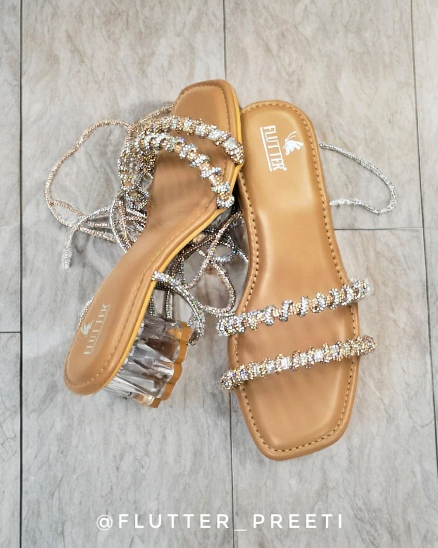 All whirled up glass heels silver