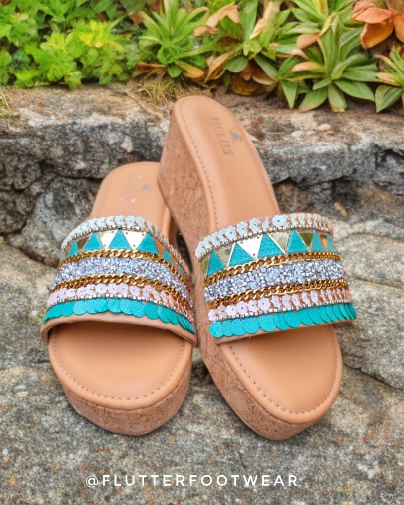 Aquamarine paradise heels