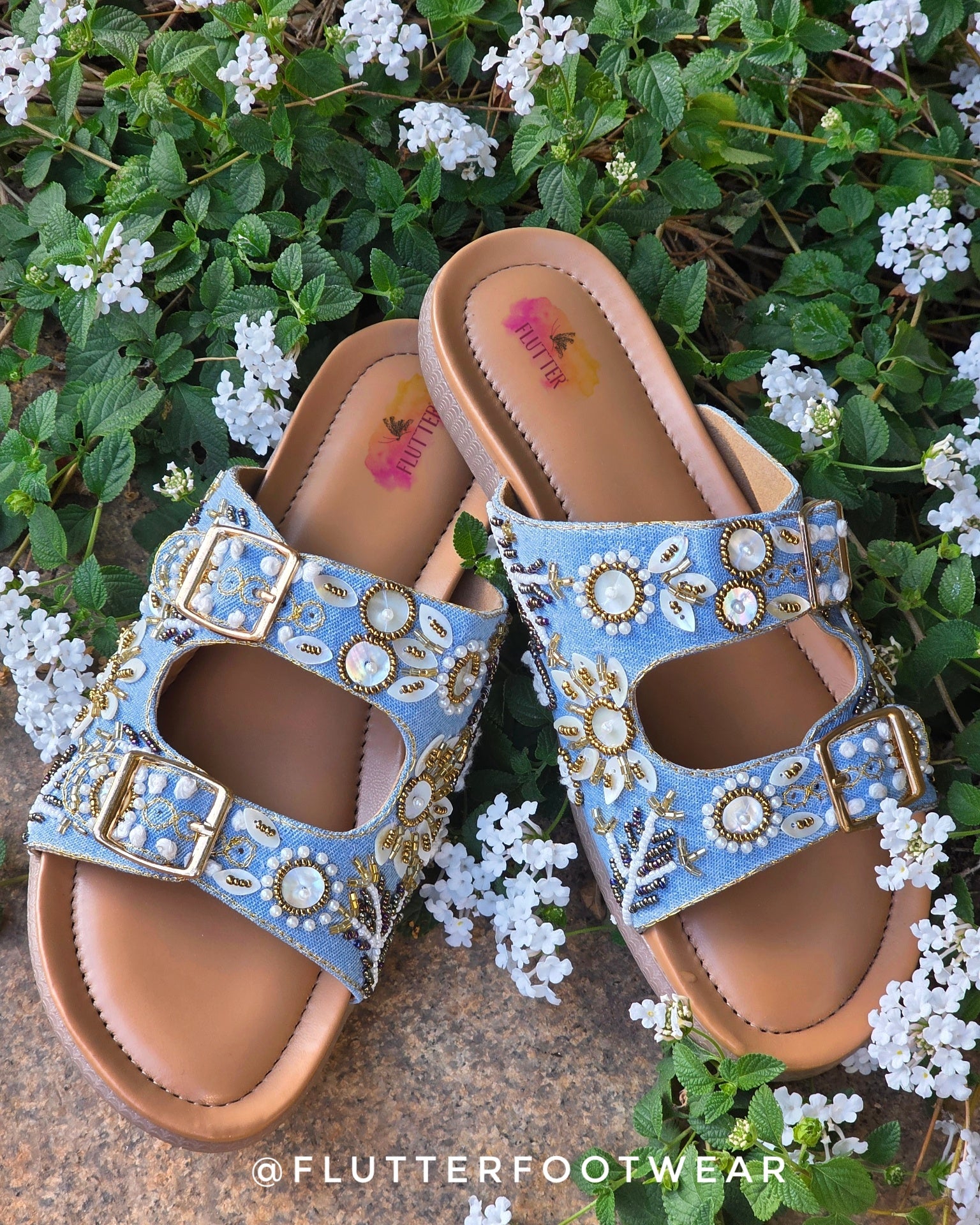 Blue paisley cloud flats