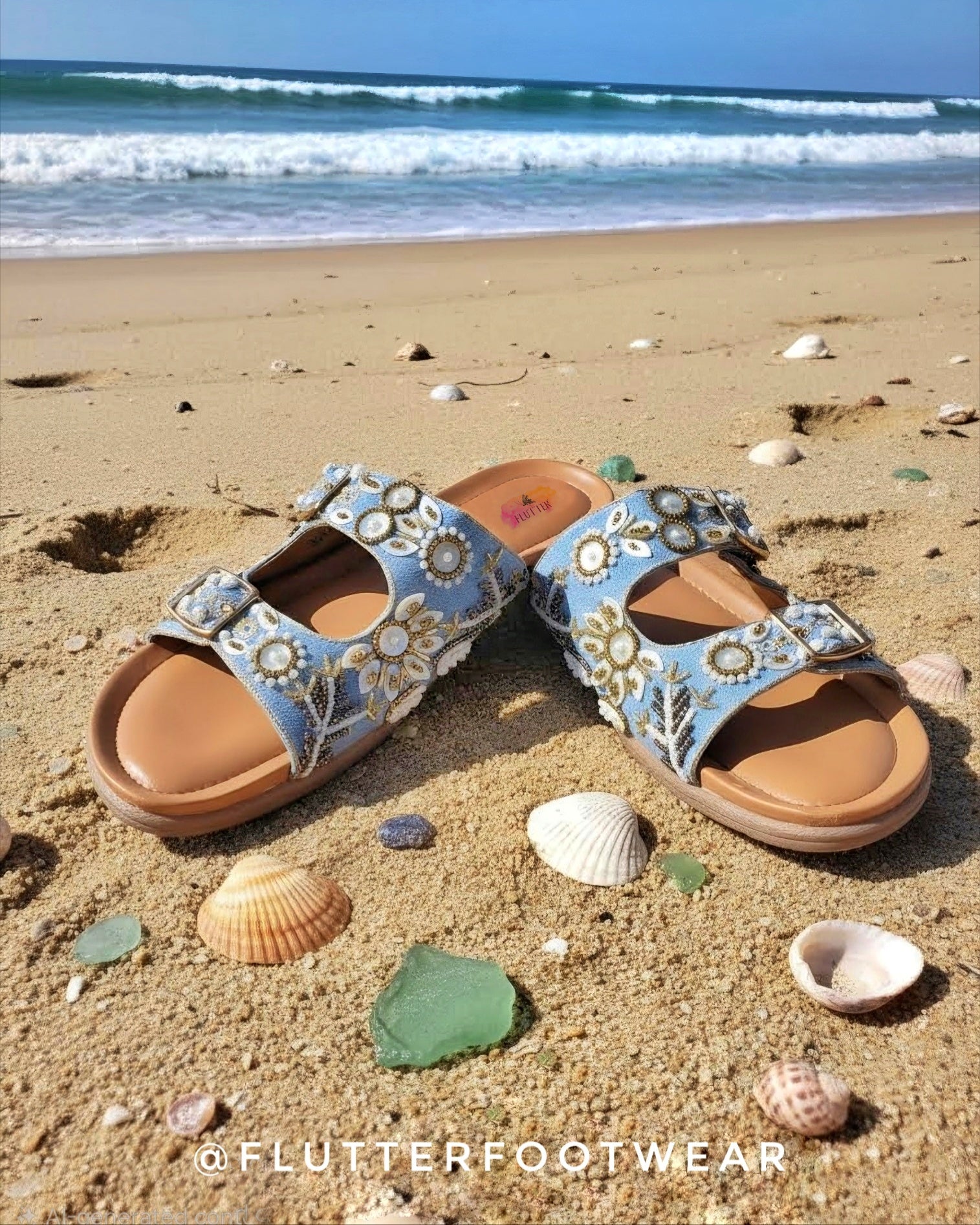 Blue paisley cloud flats