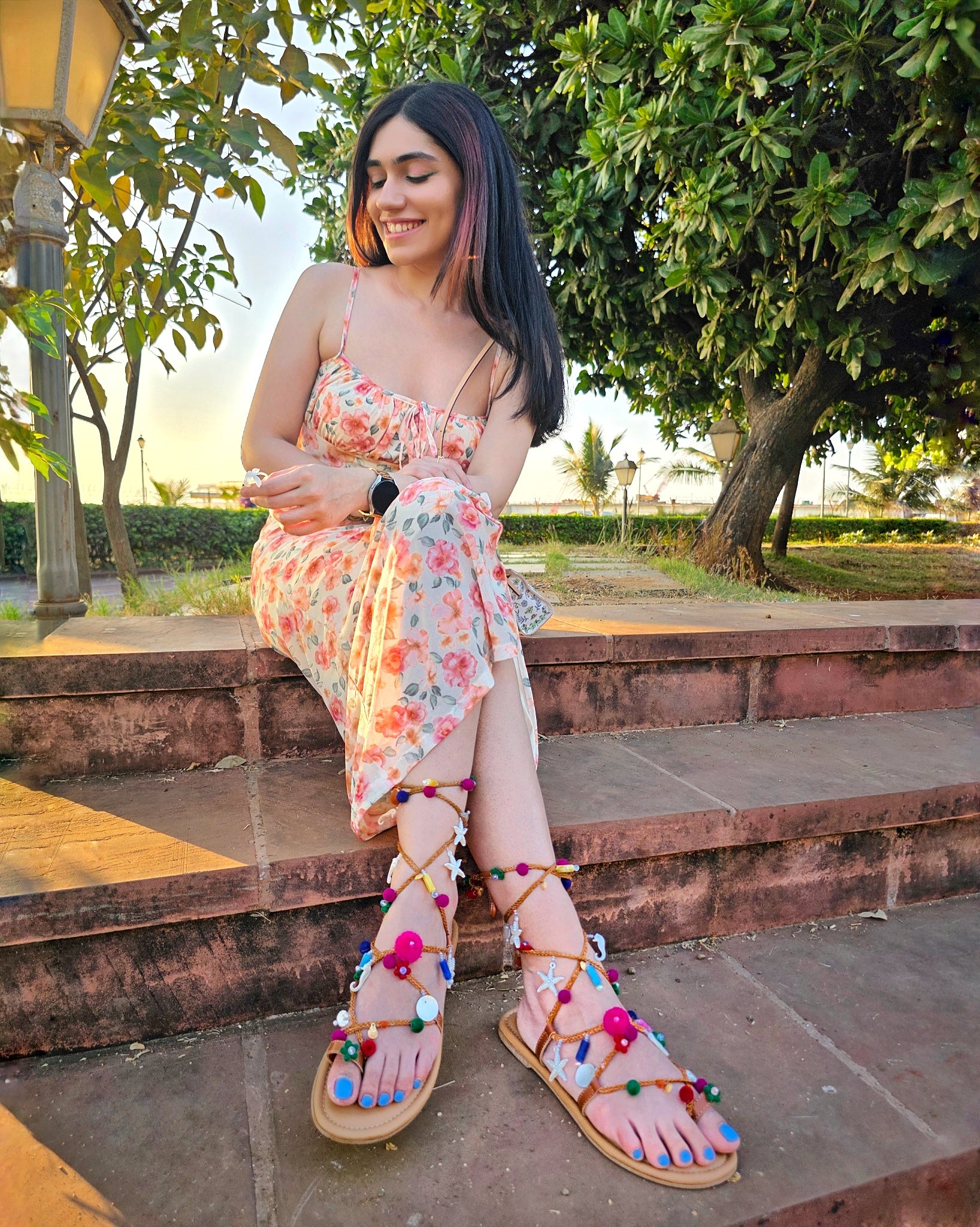 Bohemian charm tie up flats