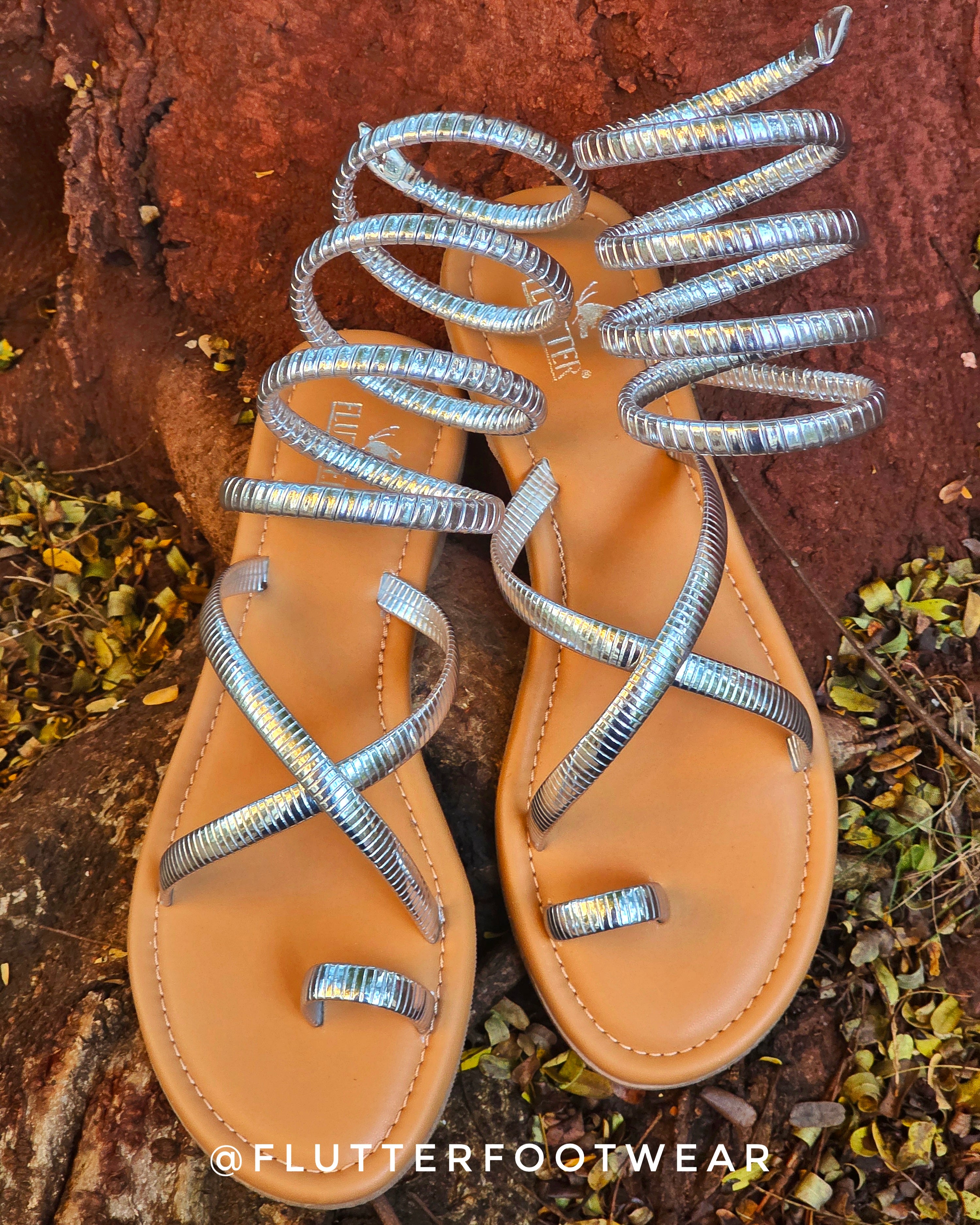 Silver Serpentine wrap around flats
