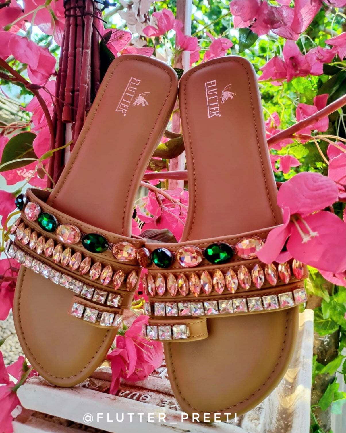 Tangerine Sunsets Rhinestone Flats