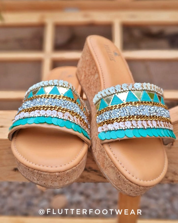 Aquamarine paradise heels