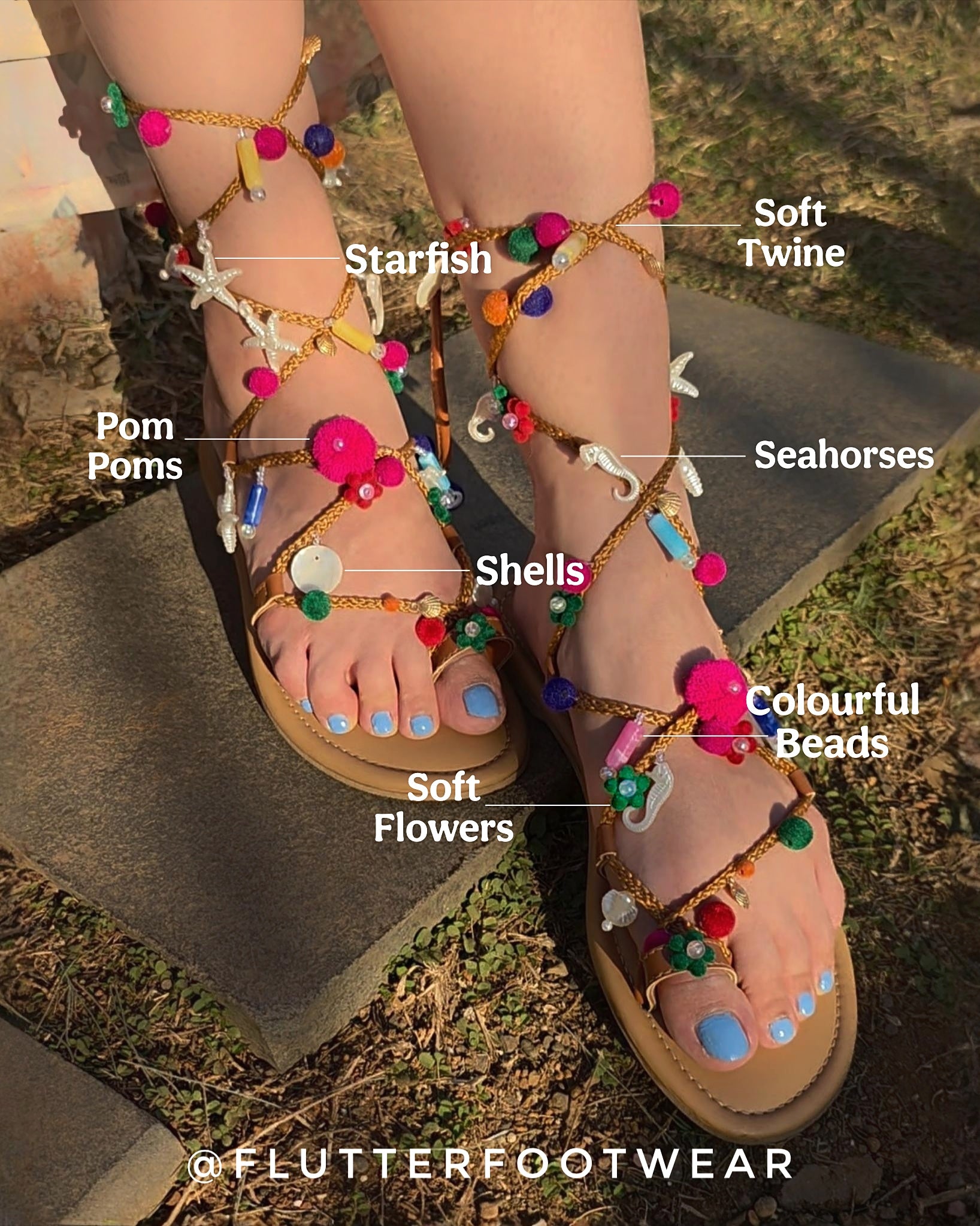 Bohemian charm tie up flats