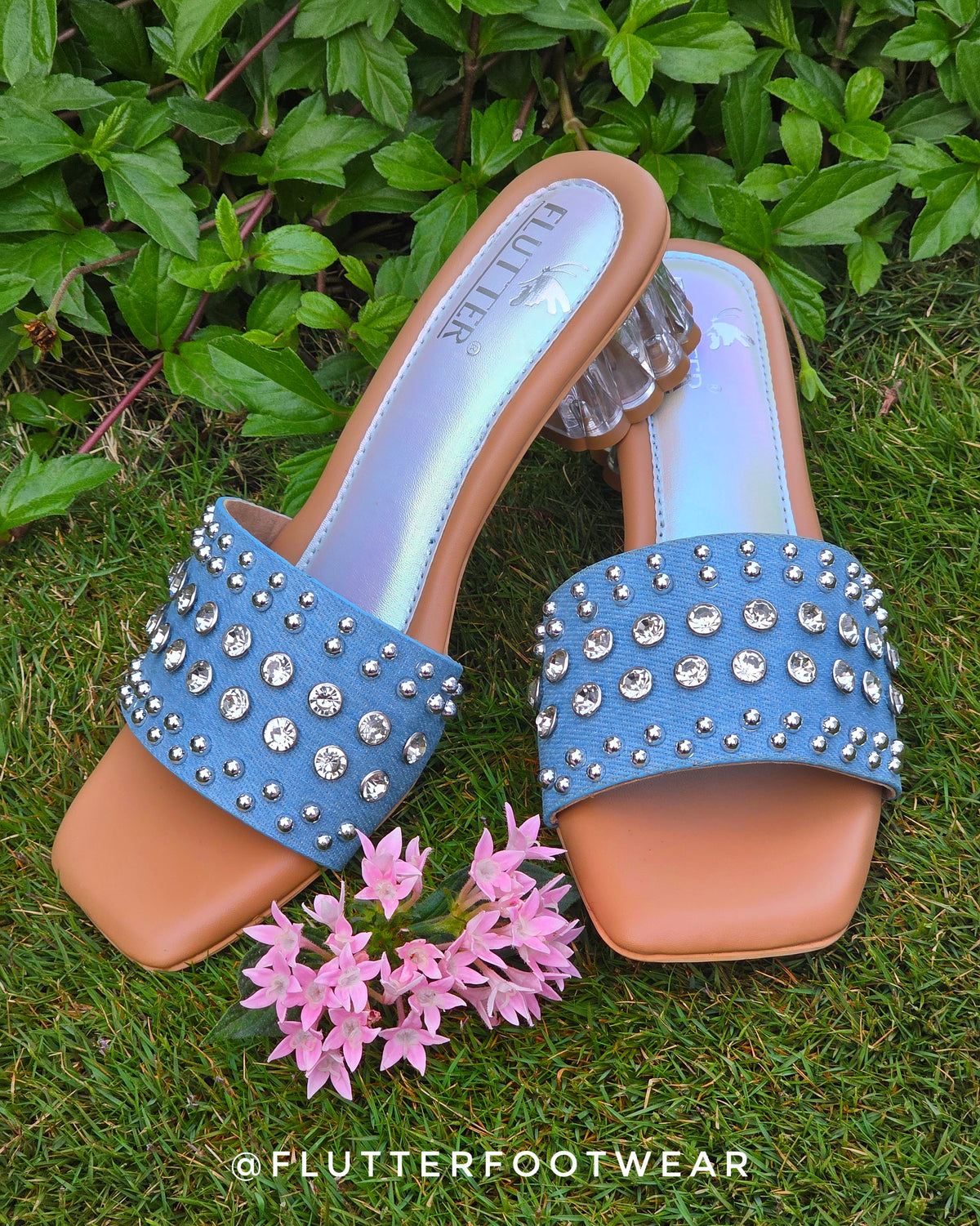 Bombae Denim Transparent Heels