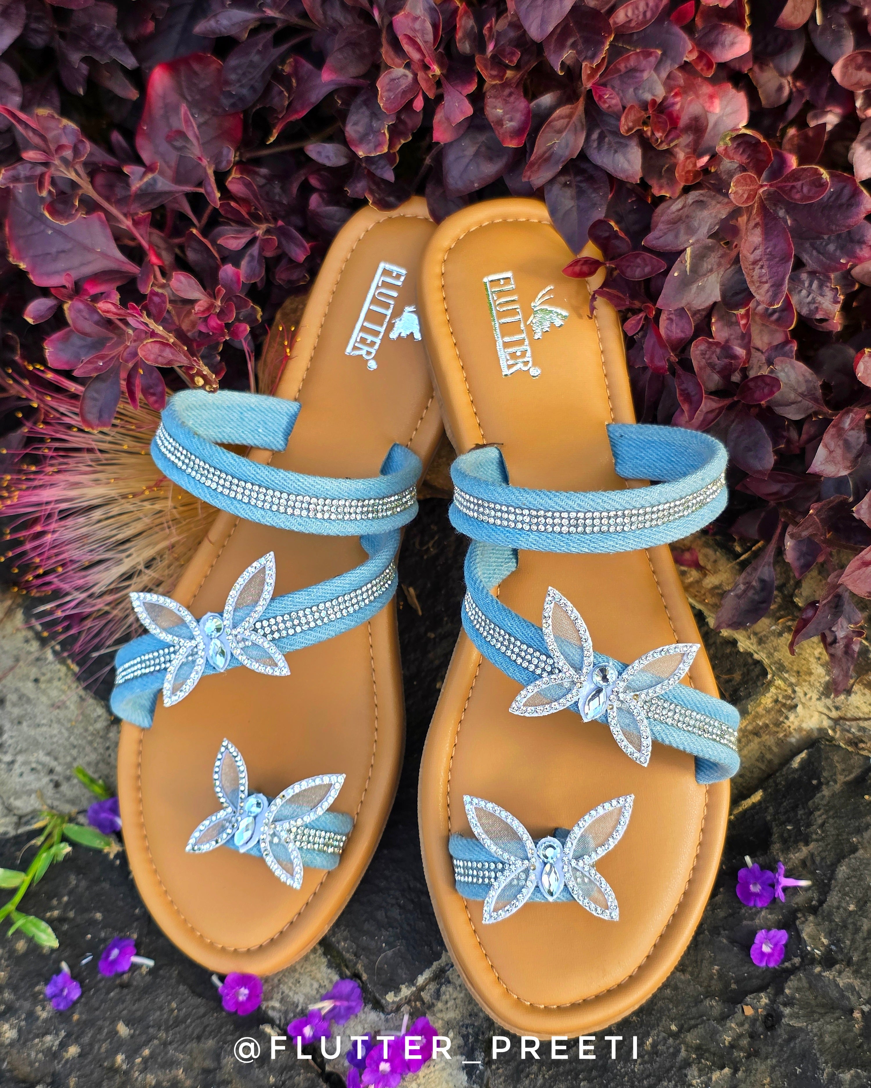 Denim Butterfly Flats