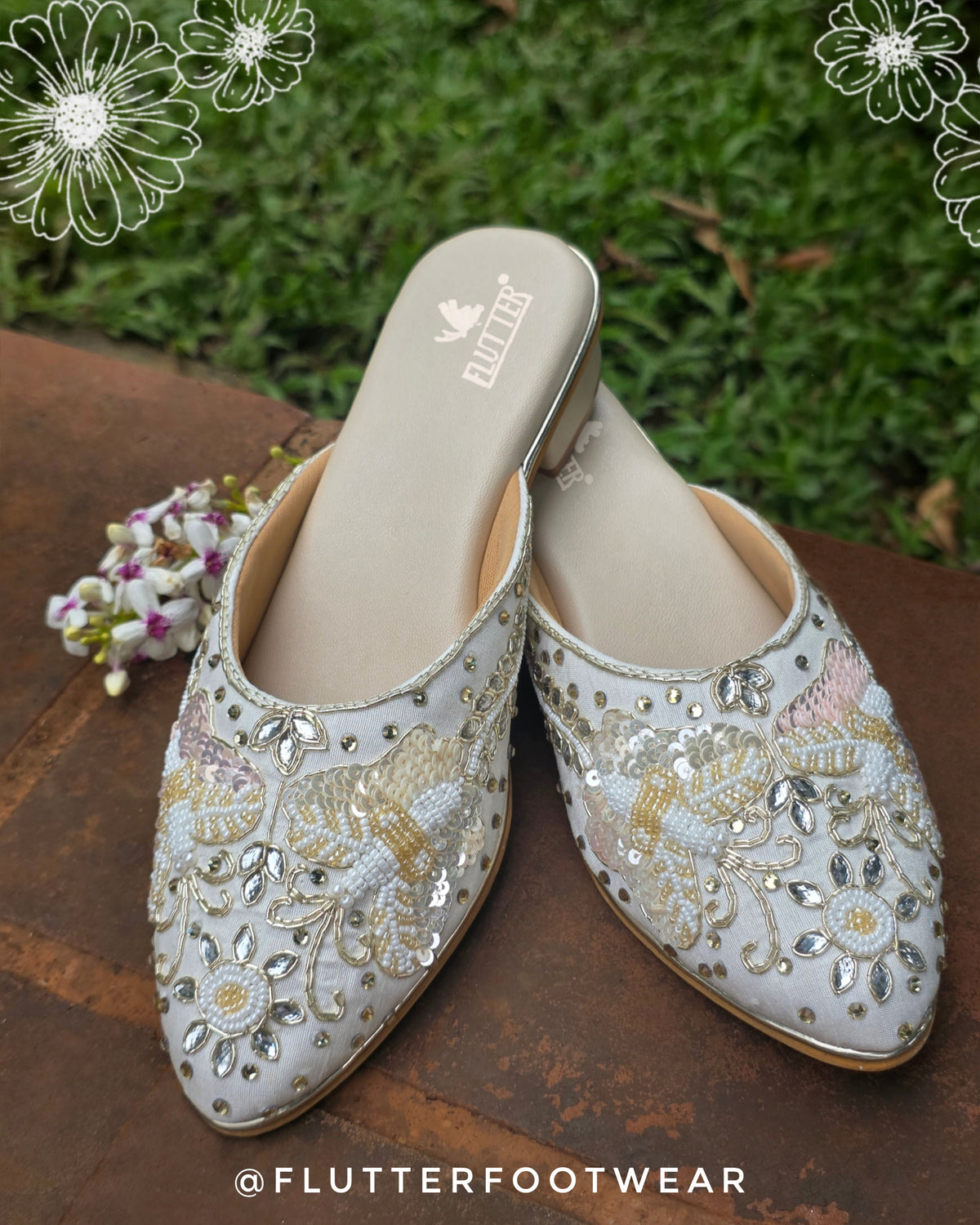 Silver Butterfly Gardenia Mojaris