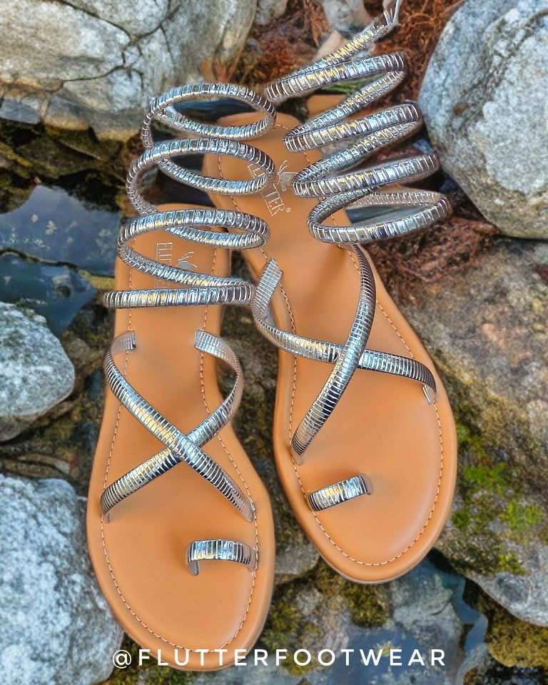Silver Serpentine wrap around flats