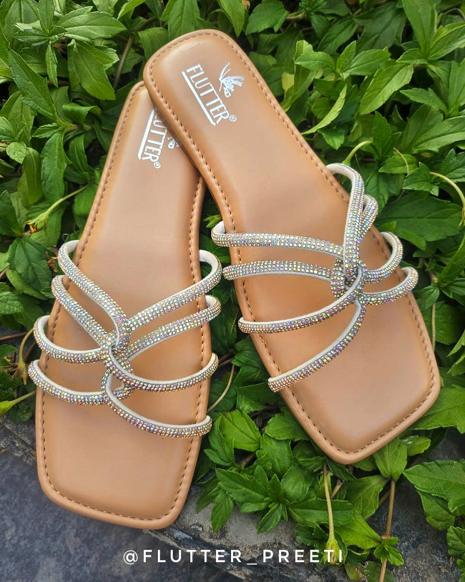 Wings Of Angelite crystal flats in silver